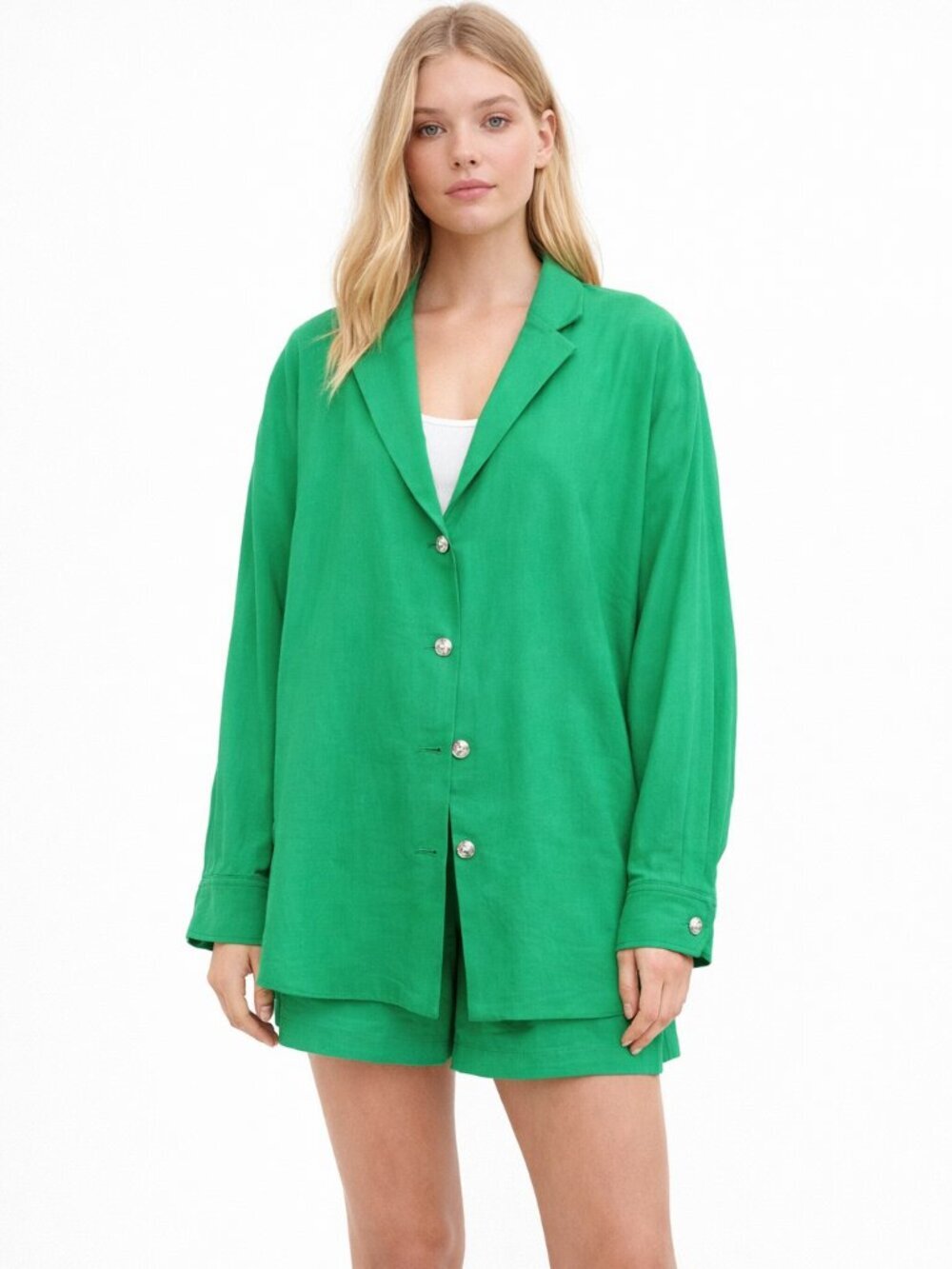 Aritzia Wilfred Freeform Shirt Button-Down Notched Lapel Green 2XS #A1835 - Picture 1 of 7